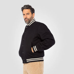 Chaqueta universitaria OEM de tendencia industrial para hombre, chaqueta Bomber de béisbol de cuero con logotipo personalizado Vintage para hombre, transpirable - Product Image 3