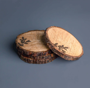 Posavasos de madera Tamaño personalizado Diseño rústico Sublimación Espacios en blanco Posavasos Mesa redonda Posavasos de madera de acacia - Product Image 1