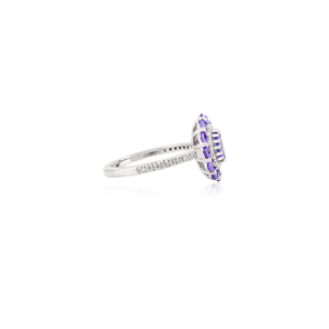 Bijouterie personnalisée 100% Tanzanite naturelle et diamant vintage Bague de mariage 14k en or blanc massif Bague unique de bijouterie fine tendance - Product Image 6