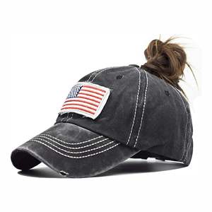 หมวกทรูเกอร์สำหรับผู้หญิงหมวกผ้าฝ้ายสีทึบแบบลำลองพร้อมหางม้าสีชมพูแบบใหม่ - Product Image 2