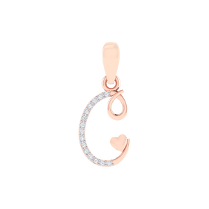 Colgante de Plata de Ley 925 con Sello BIS, Letra C, Chapado en Oro con Rodio, Opción de Dijes con Circonita Cúbica de 15 Piedras - Product Image 1