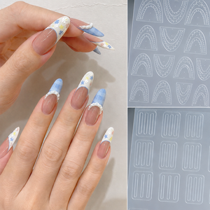 Autocollants <span class=keywords><strong>pour</strong></span> nail art français, transparents, ajourés, motifs dentelle 3D et lignes à carreaux - Product Image 1