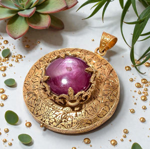 2.3จี้แฟชั่นวินเทจทำด้วยมือทองคำ18K สีเหลืองมีเอกลักษณ์สไตล์วินเทจประดับพลอยทับทิมรูปดาวมีเสน่ห์แบบตัวเลข - Product Image 1