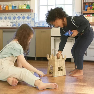 Panier château en rotin tressé, sac à main mignon en paille pour les jouets des enfants - Product Image 3