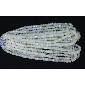 Perles rondes en pierre de lune arc-en-ciel facettées : Bijoux artisanaux en pierres précieuses naturelles, perles de pierre de lune arc-en-ciel de 15 pouces, 6-8 mm - Product Image 2