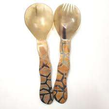 Servidor de ensalada de cuerno Natural hecho a mano, gran oferta, cuchara de mango ancho, cuerno hecho a mano, servidor de ensalada pulido, utensilios de cocina, vajilla - Product Image 2