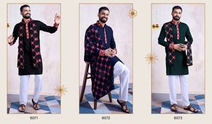 New Designer Navratri Special Wear Pure Cotton Heavy Embroidered <b>Kurta</b> With Fully Embroidered Dupatta <b>Kurta</b> Set for Men - Product Image 3