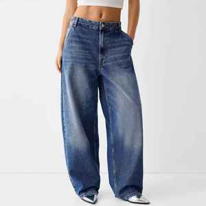 Jeans en denim ample à taille mi-haute avec tissu imperméable et coupe-vent respirant pour un usage quotidien - Product Image 3