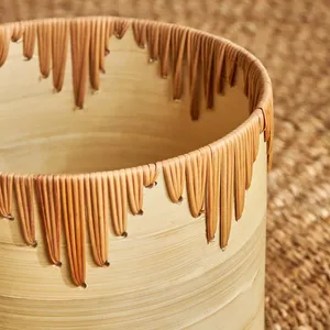 Charismatic <b>Bamboo</b> and Rattan Planter Pot Harmonious Flower Pot in <b>Bamboo</b> and Rattan for Indoor Garden Home - Product Image 4