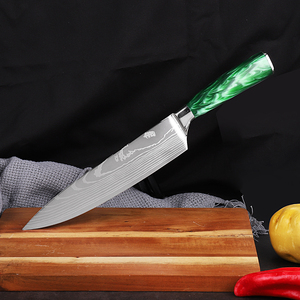 Wholesale Customized High Quality Damascus Pattern Stainless Steel Green Handle <b>Cake</b> Fruit Meat Chopper sharp Kitchen Chef <b>Knife</b> - Product Image 6
