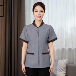 Uniforme Azul Gris <span class=keywords><strong>para</strong></span> <span class=keywords><strong>Personal</strong></span> de Limpieza, Uniforme de Camarera <span class=keywords><strong>para</strong></span> Uso en <span class=keywords><strong>Hoteles</strong></span> - Product Image 3