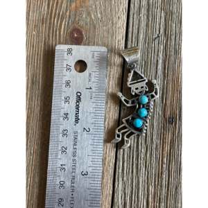 Tony Yazzie Kingman Turquoise & 14K Gold Pendant with Diamond Rhodium Plated Ethnic Style Carto - Product Image 3