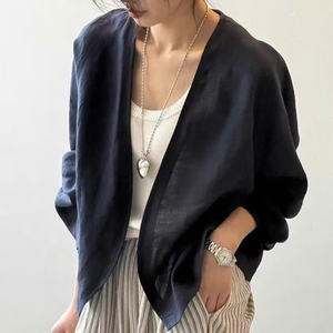 [NOUVEAU 2025] cardigan à manches longues pour femmes coupe ample style coréen vêtements d'extérieur légers veste décontractée d'été - Product Image 4