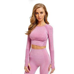 2024, trajes de entrenamiento para correr activo para mujer, Top corto de manga larga para gimnasio, sujetador de Fitness, mallas ajustadas, conjuntos de ropa deportiva de 3 uds, Yoga - Product Image 3