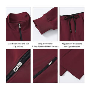 Ensemble de survêtement pour homme en polyester, fermeture éclair, col montant, respirant, léger, pour la salle de sport, le jogging, le sport, décontracté - Product Image 3