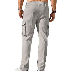 Pantalones de chándal informales transpirables de secado rápido con cordón de nailon para hombre, pantalones cargo holgados de algodón 100% ligeros con cintura con logotipo de bolsillo - Product Image 3