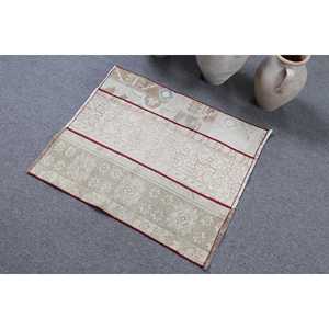 Petit tapis vintage 2,4x2,8 pieds (74x86 cm), tapis turc blanc à pois - Product Image 4