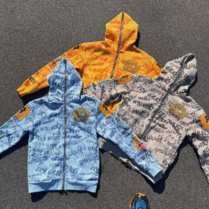 เสื้อฮู้ดดี้ผ้าคอตตอนหนานุ่มคุณภาพสูง ทรงโอเวอร์ไซส์ ซิปเต็มตัว พิมพ์ลายเต็มตัว ปักลายเพชร  สามารถปรับแต่งสีได้ - Product Image 1