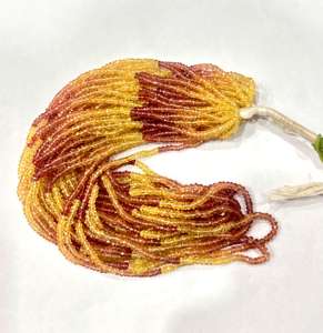 ลูกปัดหินทัวร์มาลีนเจียระไนแบบธรรมชาติเส้นสีเหลืองและสีชมพูขนาด3มม. - Product Image 3