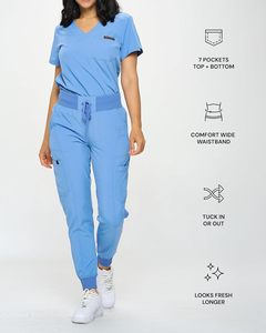 Ensemble de gommages médicaux personnalisés de haute qualité unisexe médecin infirmière hôpital uniforme chirurgical survêtement pantalon haut de gamme en gros - Product Image 2