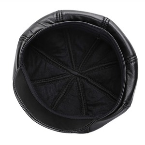 Four Seasons Genuine Vintage Bonnet Cadet Visor Sombrero de béisbol para hombre Gorras de cuero Nuevo estilo Newsboy Sombrero de boina de moda de cuero real - Product Image 4