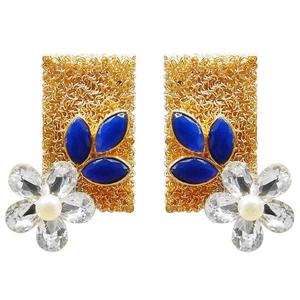 ต่างหูแบบห้อยรูปดอกไม้ของ kriaa หินเรซินชุบทอง1311405D เครื่องประดับแบบห้อย - Product Image 1