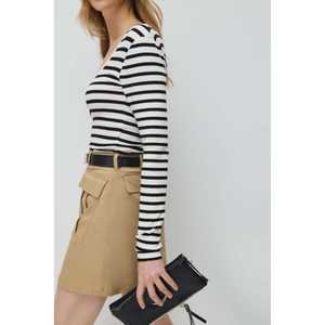 Haut à manches longues à col en V rayé décontracté pour femmes, coupe régulière, respirant, 100% polyester - Product Image 5