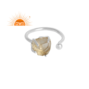 Best Selling <b>Fine</b> Sterling Silver Natural Citrine Gemstone Adjustable <b>Ring</b> Custom Jewelry Manufacturer - Product Image 1