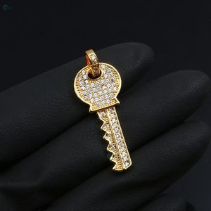 Pendentif en diamant CVD serti de pierres, plaqué or massif, design unique en forme de clé, pendentif hip hop, grossiste - Product Image 2