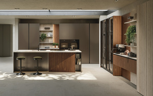 Juego de Muebles de Cocina Modernos de Lujo Hechos en Italia al 100%, Diseño Italiano Personalizado, Gabinetes de Cocina Modulares de Madera Acanalada - Product Image 2