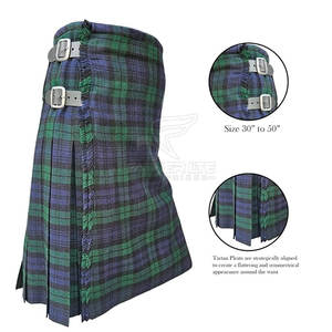 Kilt à carreaux Tartan classique pour hommes avec bretelles réglables et coupe confortable Kilt Tartan élégant pour hommes avec tissu en mélange de laine - Product Image 4