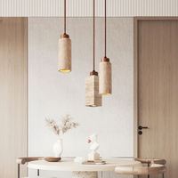 Suspension LED carrée moderne Wabi Sabi à 3 têtes, pierre naturelle jaune, E27, hauteur réglable, pour maison et bureau