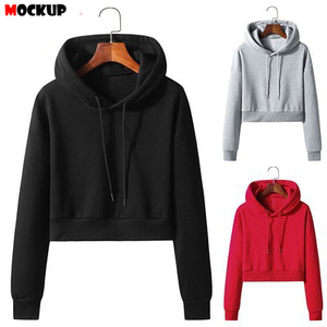 Wholesale crop top hoodie <b>women</b> winter cropped sweatshirt ladies solid <b>pattern</b> hoodie autumn teen girls fashion crop top - Product Image 2