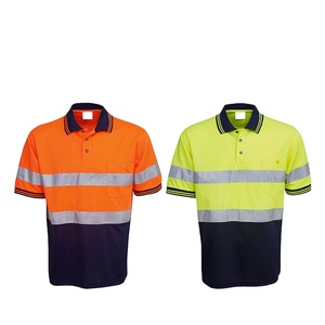 Construction High Visibility Safety <b>Polo</b> Shirts with Reflective Tape Two Tone Yellow <b>Orange</b> <b>Polo</b> Shirts - Product Image 1