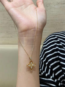 Collar con Colgante de Trébol de Cuatro Hojas en Oro de 14K con Diamante Cultivado en Laboratorio para Mujer, Joyería Fina, Regalo de San Valentín, Cadena con Colgante - Product Image 3