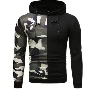 Custom Apparel Men's graphic camo contras Fleece Long Sleeve Graphic French Terry Pullover Hoodie