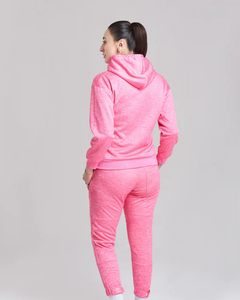ชุดเสื้อมีฮู้ดและกางเกงจ็อกเกอร์สีชมพูตัวหนาสำหรับผู้หญิงชุดใส่อยู่บ้านสุดชิคสไตล์ง่ายเหมาะสำหรับช่วงเวลาที่กระฉับกระเฉง - Product Image 3