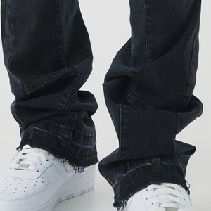 Jeans en denim bleu foncé délavé personnalisé pour hommes, style baggy, qualité supérieure, logo OEM, jeans skinny - Product Image 6