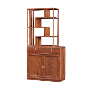 Divisor de habitación de gabinete de partición de teca exquisito y elegante de diseño chino moderno para restaurante, comedor y sala de estar - Product Image 4