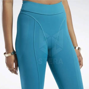 High Quality Custom Casual Women's Mid Waist Fitness Yoga Leggings Solid <b>Pattern</b> Breathable <b>Tight</b> Pants with Logo - Product Image 6