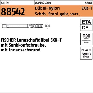 Pour vis d'ancrage de cadre Fischer R 88542 SXR 10x80 T, acier galvanisé/nylon, 50 pièces - Product Image 1
