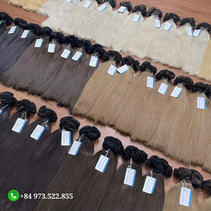 Trame liée à la main de vague droite soyeuse de haute qualité en extensions de cheveux humains droits naturels de couleur claire - Product Image 6