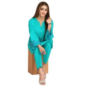 2024 été élégant brodé coton/pelouse robe pour femmes confortable indien et pakistanais Style ethnique vêtements - Product Image 1