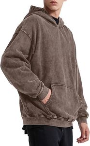 Sudadera con capucha lavada Unisex con estampado personalizado, Sudadera con capucha de doble capa de gran tamaño Vintage para hombre, sudaderas con capucha holgadas de lavado ácido de algodón - Product Image 3