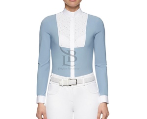 Camisa de Equitación para Mujer, Estilo Ecuestre, Color Sólido, Corta por Encima de la Rodilla, Mangas Largas, Traje de Competición, Hombros Caídos - Product Image 6