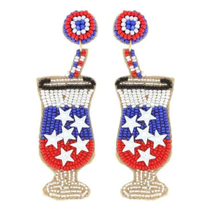 Fabriqué à la main américain USA drapeau perlé Triple étoile boucles d'oreilles goutte bleu rouge blanc perles de rocaille à la mode pour les mariages fêtes - Product Image 2