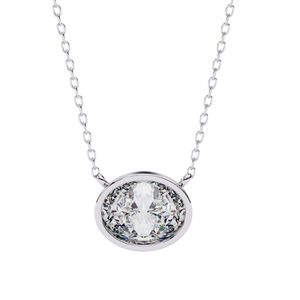 จี้เพชรทรงรี 0.75 กะรัต รับรองโดย IGI ระดับความสะอาด VVS-EF ตัวเรือนทอง 18K และ 14K แบบฝังขอบ - Product Image 2