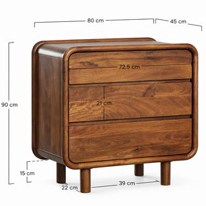 Commode à tiroirs en bois de manguier massif GAIA |   Meubles de chambre à coucher de style Japandi Mid-Century Modern |   Armoire de rangement bio au design luxueux - Product Image 3