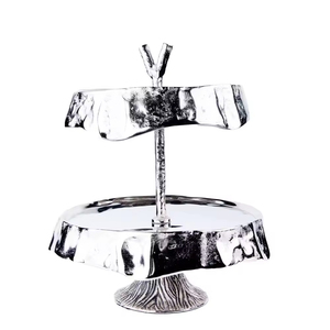 Classic Design Handcrafted <b>Cake</b> <b>Stand</b> for Wedding and Restaurant Most Demanding Silver Color Cupcake <b>Stand</b> <b>Two</b> <b>Tier</b> - Product Image 1