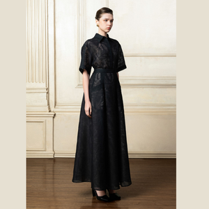 VENESSA POINTED COLLAR SHIRT Features Handcrafted Leaf Details In Soft Leaf Luxe <b>Fabric</b> With A Sharp Elegant Collar - Product Image 1